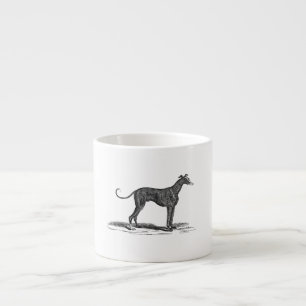 Xícara De Espresso Ilustração do cão do galgo dos 1800s do vintage