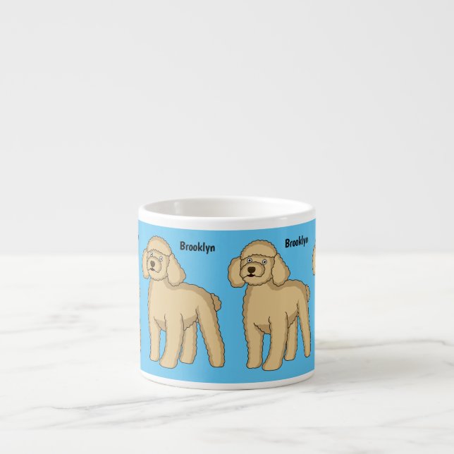Xícara De Espresso Imagem de desenho animado de poodle marrom feliz (Frente)