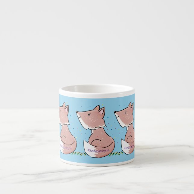 Xícara De Espresso Imagem de desenho animado de raposas de bebês (Frente)