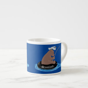 Xícara De Espresso Imagem do desenho animado de pesca de filhotes de 