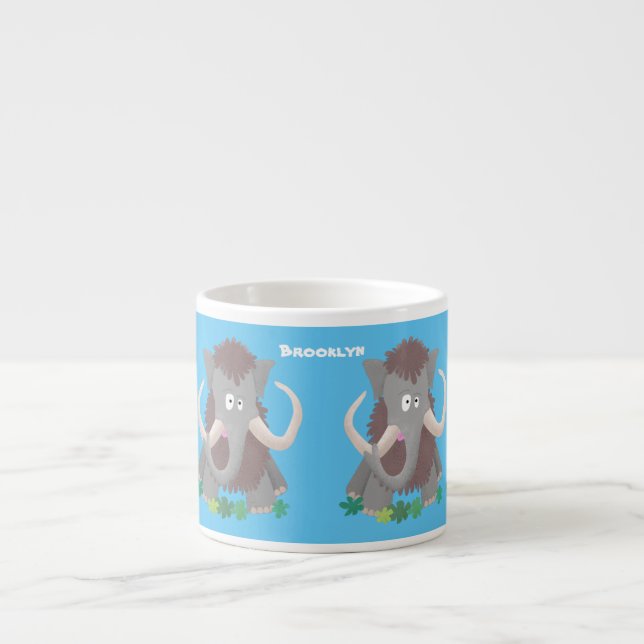 Xícara De Espresso Imagem engraçada de desenho animado de mamute (Frente)