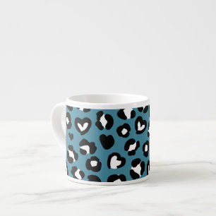 Xícara De Espresso Impressão Animal, Leopardo Azul, Manchas de Chita,