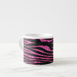 Xícara De Espresso Impressão cor-de-rosa e preto da zebra que bling