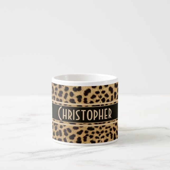 Xícara De Espresso Impressão da pele do ponto do leopardo (Frente)