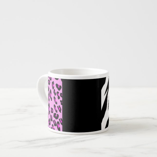 Xícara De Espresso Impressão Leopardo, Impressão Zebra, Impressão Ani (Frente Esquerda)