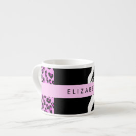 Xícara De Espresso Impressão Leopardo, Impressão Zebra, Rosa, Seu Nom