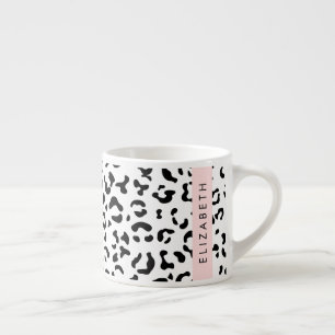 Xícara De Espresso Impressão Leopardo, Manchas, Preto E Branco, Seu N