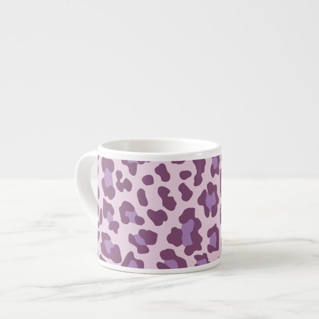 Xícara De Espresso Impressão Leopardo Roxo e Lavanda (Frente Esquerda)