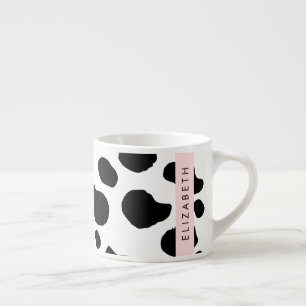 Xícara De Espresso Impressão, Pontos De Vaca, Preto E Branco, Seu Nom