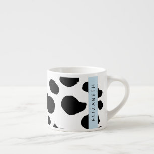 Xícara De Espresso Impressão, Pontos De Vaca, Preto E Branco, Seu Nom