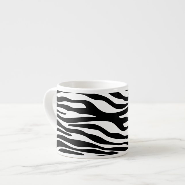 Xícara De Espresso Impressão Zebra, Banhas Zebra, Preto E Branco (Frente Esquerda)