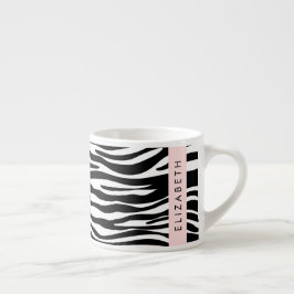Xícara De Espresso Impressão Zebra, Stripes, Preto E Branco, Seu Nome