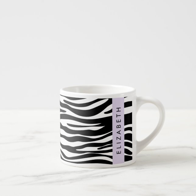 Xícara De Espresso Impressão Zebra, Stripes, Preto E Branco, Seu Nome (Direita)