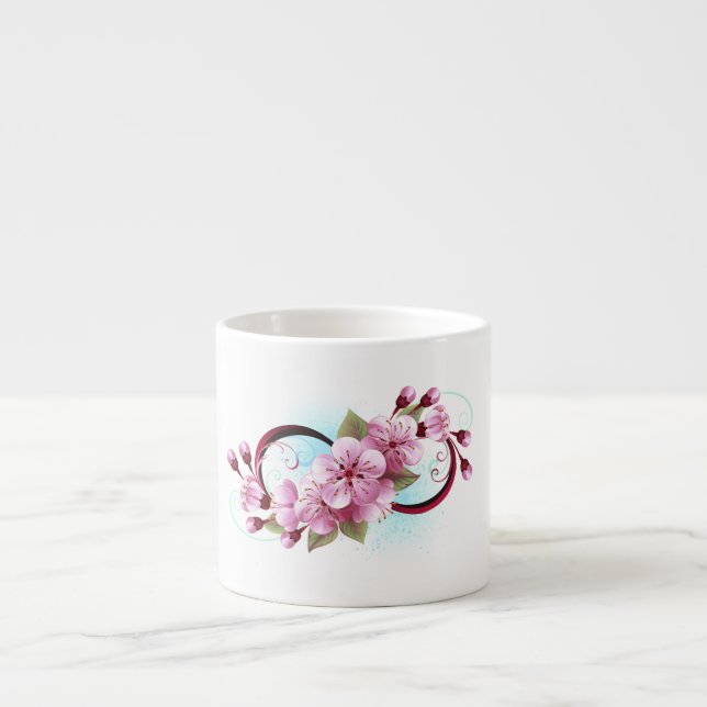 Xícara De Espresso Infinidade com Flores de Flor Sakura (Frente)