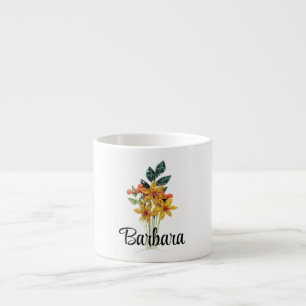 Xícara De Espresso Iniciais do Nome ou Texto, Flores de Papel Enrolad