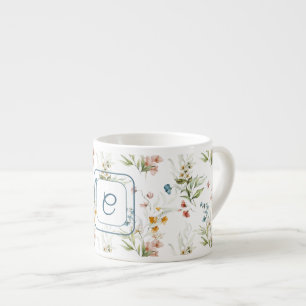 Xícara De Espresso Inicial, Aquarela Arte Floral Século XVII 6oz