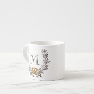 Xícara De Espresso Inicial personalizada grinalda do monograma do