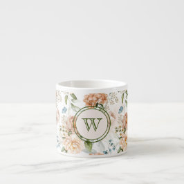 Xícara De Espresso Initial, Hydrangea Peony 1600s Dutch Florals 6oz