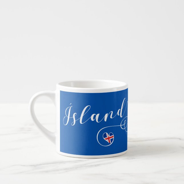 Xícara De Espresso Ísland Islândia Heart Customizable Mug (Esquerda)