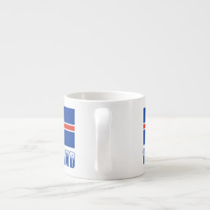 Xícara De Espresso Islândia em Letras Cabeludas de Neve e Bandeira Is