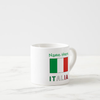 Xícara De Espresso Italia e Bandiera Italiana Personalização Verde