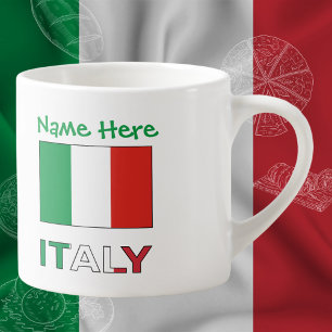 Xícara De Espresso Itália e Sinalizador Italiano Personalizado