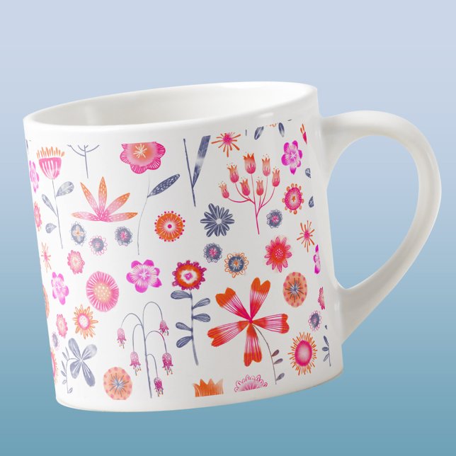 Xícara De Espresso Jardim Flor Moderno (Modern watercolor floral espresso cup)