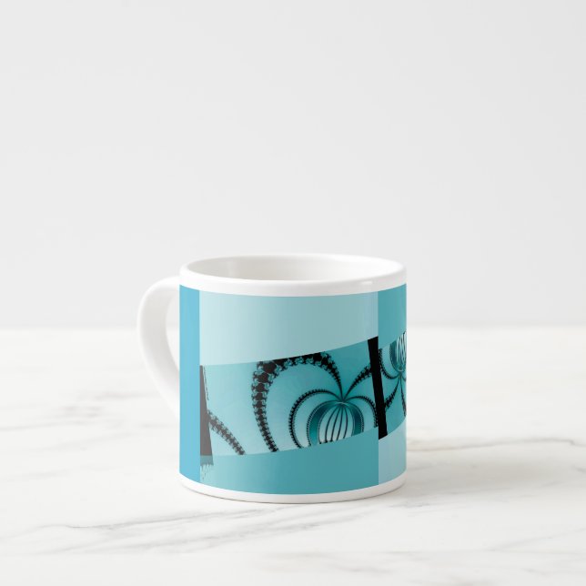 Xícara De Espresso Jardim Fractal azul (Frente Esquerda)