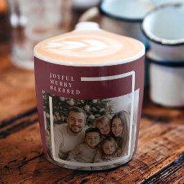Xícara De Espresso Joyful Merry Blessed Personalized Christmas Photo 