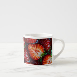 Xícara De Espresso Juicy Fresh Red Strawberries Summer Fruit Pattern