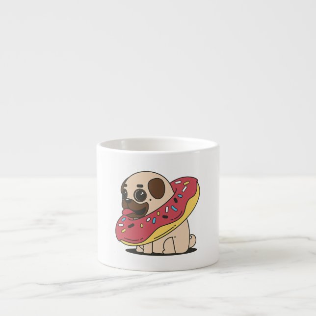 Xícara De Espresso Kawaii Rosquinha Pug Dog Mug Gift | Presente Para  (Frente)