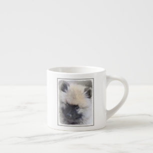 Xícara De Espresso Keeshond Puppy Painting - Arte de Cachorro Origina