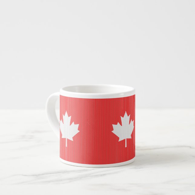 Xícara De Espresso Knit Style Maple Leaf Knitting Motif (Frente Esquerda)