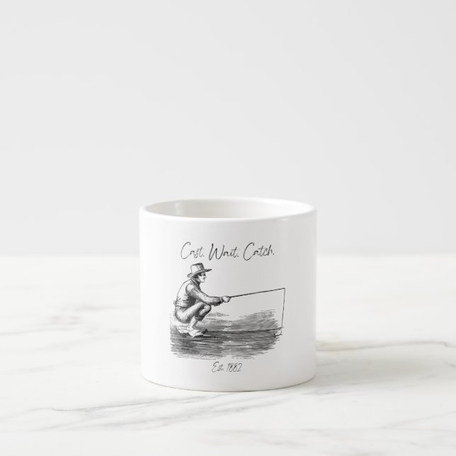 Xícara De Espresso Lançar. Esperar. Pescar (Frente)