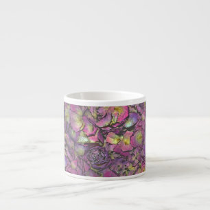 Xícara De Espresso Lavanda Rosa Rosa Pétalas Aquarela