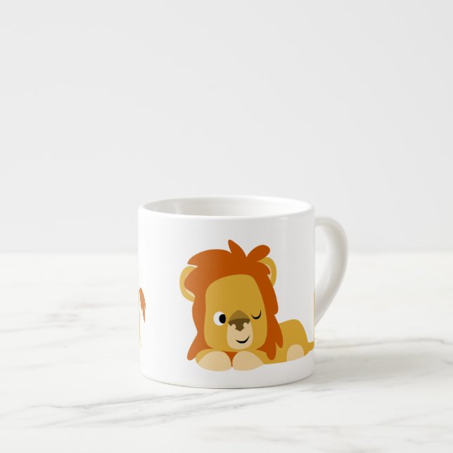 Xícara De Espresso Leão de Cartoon de Cute Awake (Frente Esquerda)