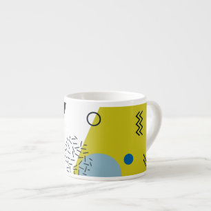 Xícara De Espresso Legal, moderno, geométrico azul verde Memphis