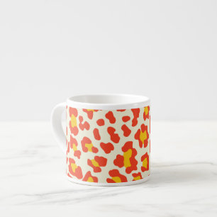 Xícara De Espresso Leopardo - Impressão Laranja, Amarelo, Branco