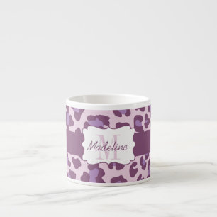 Xícara De Espresso Leopardo Imprime Lavanda Roxa Espresso Mug