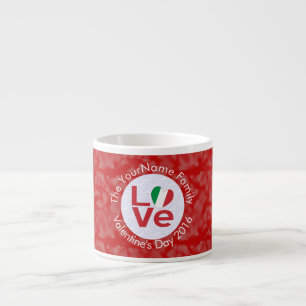 Xícara De Espresso Letra italiana vermelha LOVE White em vermelho