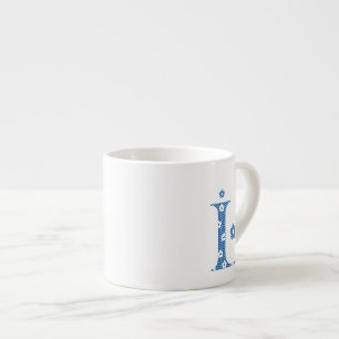 Xícara De Espresso Letra Padrão Flor L(azul)