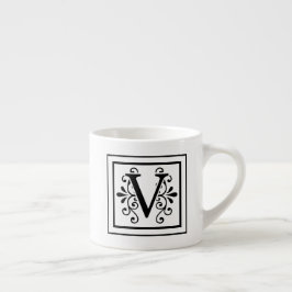 Xícara De Espresso Letra V Monograma Espresso Mug