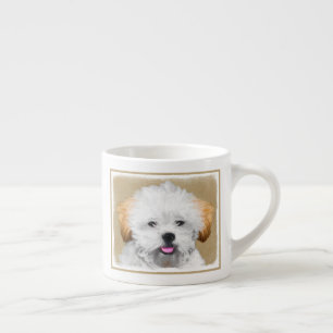 Xícara De Espresso Lhasa Apso Puppy Painting - Arte De Cachorro Origi