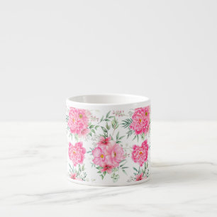 Xícara De Espresso Lindas Flores Aquarela Padrão Floral
