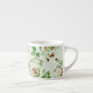 Xícara De Espresso Lindo padrão floral vintage rosas cor-de-rosa