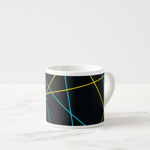 Xícara De Espresso Linhas amarelas, azuis, legal, de tendências, urb