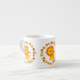 Xícara De Espresso Lion Mandala Espresso Mug, Um Cartoon Bonito