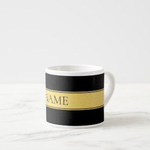 Xícara De Espresso Listra de Ouro Falso com Fundo Preto ou DIY Elegan