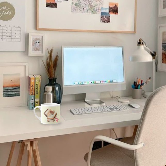 Xícara De Espresso Livro estético com mapa cardíaco e botânico (Criador carregado)