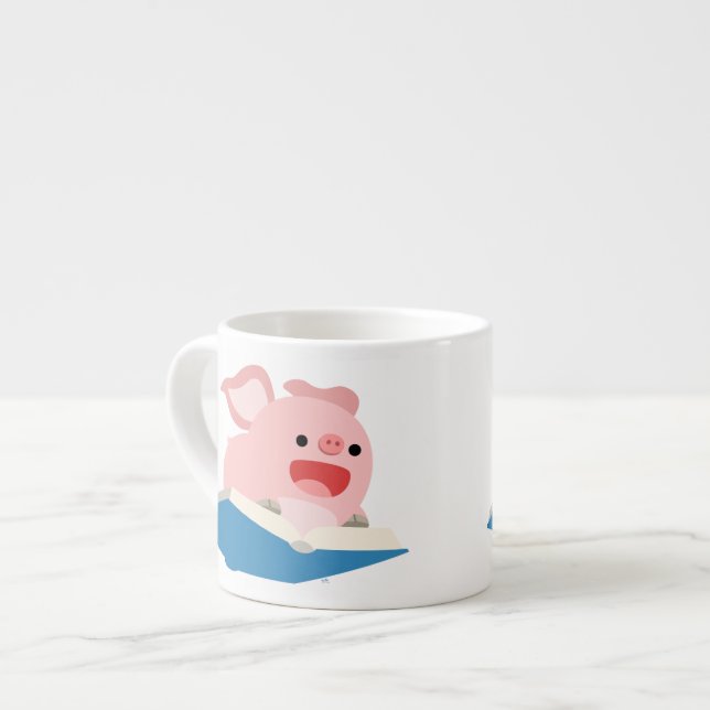 Xícara De Espresso Livro voador e Cartoon Pig Espresso Mug (Frente Esquerda)